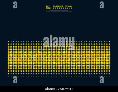 Abstract gold dots halftone on dark blue minimal design of decoration background. You can use for ad, poster, artwork, template design. illustration Stock Vector