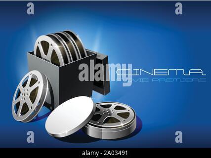 Film reel in open round metal box, old cinema film bobbin in container  Stock Vector Image & Art - Alamy
