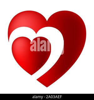 Double heart icon with gradients. Simple and isolate picture. Vector illustration. Stock Vector