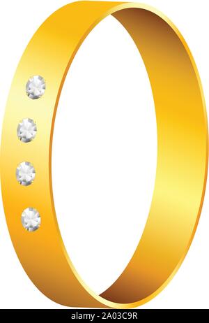 Gold ring with diamonds. Stock Vector