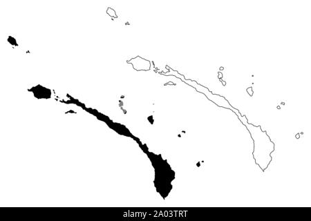 New Ireland Province (Independent State of Papua New Guinea, PNG, Provinces of Papua New Guinea) map vector illustration, scribble sketch New Mecklenb Stock Vector