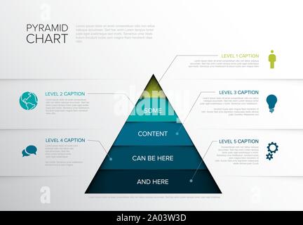 Vector solid Infographic Pyramid chart diagram template with icons and five levels Stock Vector