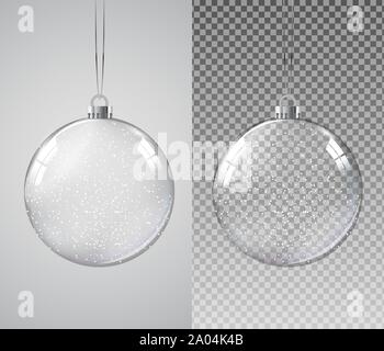Glass Transparent Christmas Ball with Snow. Vector Illustration Stock Vector