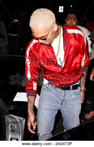 Hollywood Ca Chris Brown Shows Off His Bleached Blonde Hair As