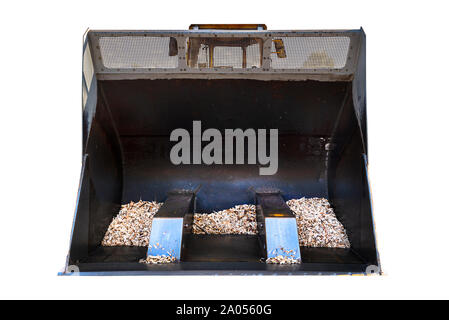 Bulldozer bucket front view, isolated on a white background with a clipping path Stock Photo