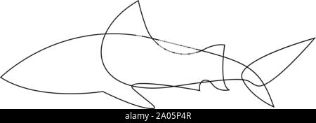 Shark. One line fish design silhouette. Logo design. Hand drawn minimalism style. Vector illustration. Stock Vector
