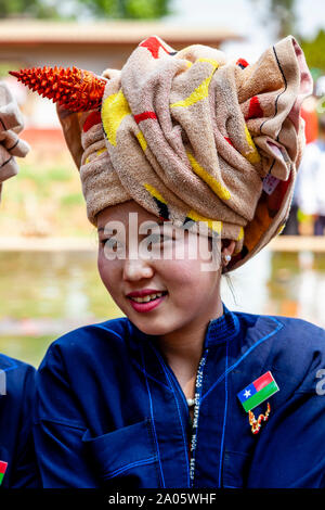 A Young Woman From The Pa’O Ethnic Group At The Kakku Pagoda Festival, Taunggyi, Myanmar. Stock Photo