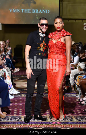 Models pose for Designer VMS The Brand at New York Fashion Showcase SS-20 during NY Fashion Week at the Roosevelt Hotel (5401).