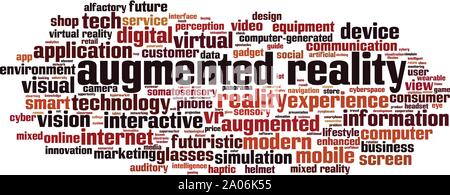 Augmented reality word cloud concept. Collage made of words about augmented reality. Vector illustration Stock Vector