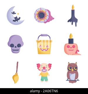 set of trick or treat happy halloween vector illustration Stock Vector