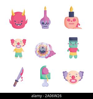 set of trick or treat happy halloween vector illustration Stock Vector