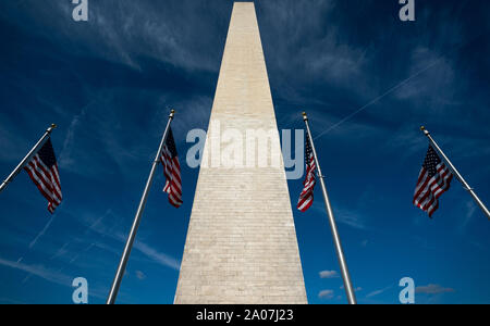 Washington DC, USA. 19th Sep 2019. The Washington Monument reopened today following year of repairs and renovations stemming from the 2011 earthquake, in Washington, DC on Thursday, September 19, 2019. Photo by Kevin Dietsch/UPI Credit: UPI/Alamy Live News Stock Photo