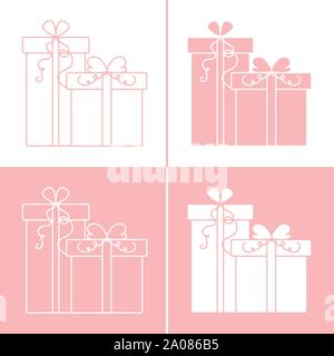 Vector illustration with gift boxes. Happy new year 2020, Merry Christmas, Valentine's day, birthday, Mother's day, Father's day, boxing day. Shopping Stock Vector
