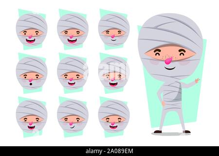 bundle of little boys with mummies costumes Stock Vector