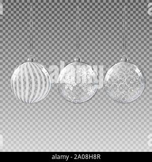 Glass Transparent Christmas Ball with Snow. Vector Illustration Stock Vector