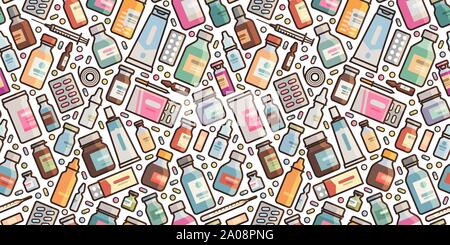 Medicine seamless background. Pharmacy, hospital concept. Vector illustration Stock Vector