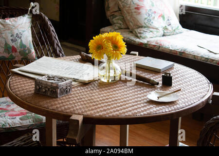 Franklin D. Roosevelt's  parlor at his summer home on Campobello Island. It is now an international park. Stock Photo