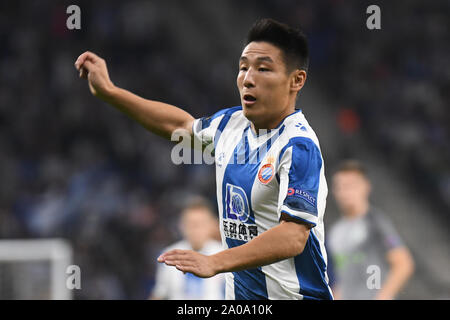 Wu Lei of RCD Espanyol during the match RCD Espanyol v Ferencvaros TC, of UEFA Europa League, Group Stage. RCDE Stadium. Barcelona, Spain. 19th Sep, 2019. Credit: PRESSINPHOTO/Alamy Live News Stock Photo