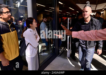 Philadelphia, United States. 19th Sep, 2019. Employees count down during the opening day of the Fashion District Philadelphia shopping destination, September 19, 2019, in Philadelphia, PA. PREIT and Macerich developed the former Gallery Mall at MarketEast into a 420 million Dollar, 800,000-square-foot Center City located mall with up to 130 retail and entertainment spaces. Credit: OOgImages/Alamy Live News Stock Photo