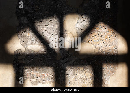 Black Blurry shadows of window on the concrete wall. minimal concept, for creative design Stock Photo