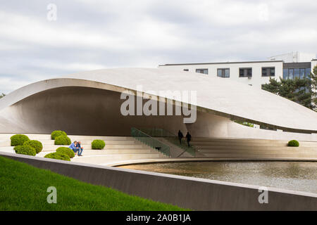 GERMANY, WOLFSBURG - 30 MAY 2019: modern Porsche pavilion in Autostadt Stock Photo