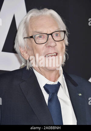 HOLLYWOOD, CA - SEPTEMBER 18: Donald Sutherland attends the premiere of 20th Century Fox's 'Ad Astra' at The Cinerama Dome on September 18, 2019 in Los Angeles, California. Stock Photo