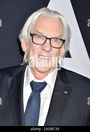 HOLLYWOOD, CA - SEPTEMBER 18: Donald Sutherland attends the premiere of 20th Century Fox's 'Ad Astra' at The Cinerama Dome on September 18, 2019 in Los Angeles, California. Stock Photo