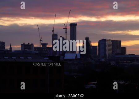 Construction across Leeds city skyline. Stock Photo