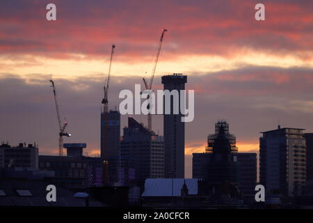 Construction across Leeds city skyline. Stock Photo