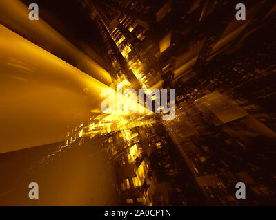 Golden futuristic city or space station - digitally generated 3d illustration Stock Photo