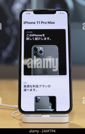 Tokyo, Japan. 20th Sep, 2019. Apple's new iPhone 11 Pro Max on
