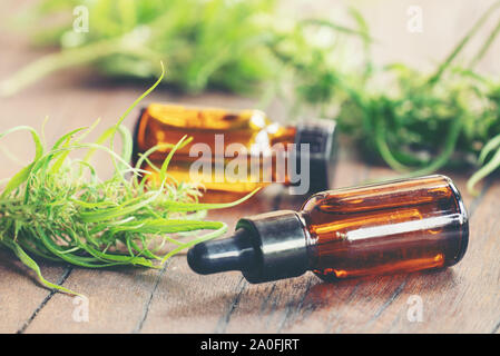 cannabis with cannabidiol (cbd) extract in a bottle Stock Photo
