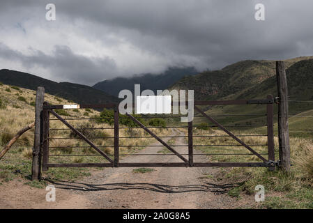Closed road deep inside the andes mountains Stock Photo