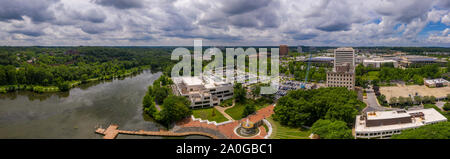 Aerial panorama of Columbia Town Center in Maryland new Washington DC with office buildings and the Columbia Mall Stock Photo