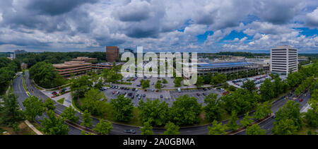 Aerial panorama of Columbia Town Center in Maryland new Washington DC with office buildings and the Columbia Mall Stock Photo