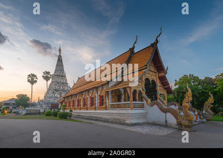 Ancient pagoda in Wat Ku Kham temple (Wat Chedi Liam) Stock Photo