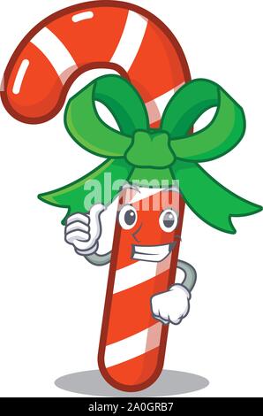 Thumbs up candy cane isolated in the character Stock Vector