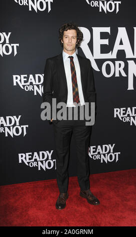 Film Premiere Ready or Not Featuring: Adam Brody Where: Los Angeles, California, United States When: 20 Aug 2019 Credit: Apega/WENN.com Stock Photo