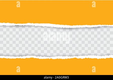 Yellow ripped paper background with transparency place for your text. Stock Vector