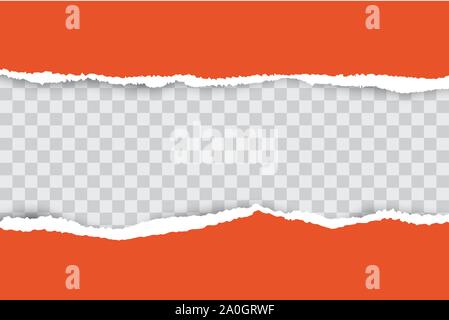 Orange ripped paper background with transparency place for your text. Stock Vector