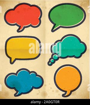 Vintage speech bubbles on the cardboard Stock Vector