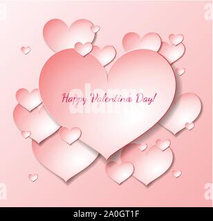 Valentines Day card with paper hearts Stock Vector