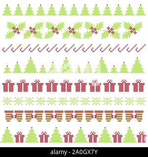 Christmas embroidering elements Stock Vector