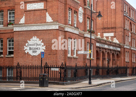 LONDON, UK - AUGUST 17, 2018:  A Guinness Trust Building in Kirby Grove, Snowfields.  One of the largest providers of affordable housing in England. Stock Photo