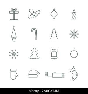 Christmas line icons set Stock Vector