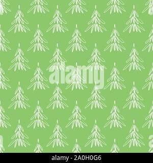 Seamless background with hand drawn christmas trees Stock Vector