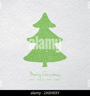 Christmas card with hand drawn christmas tree Stock Vector