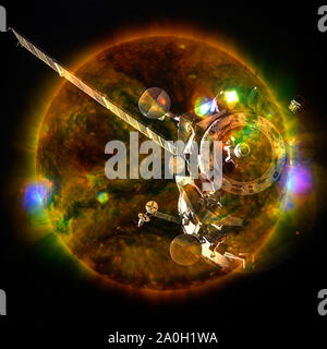 Extremely hot star. Flaring of Sun. Beauty of endless universe. Elements of this image furnished by NASA Stock Photo