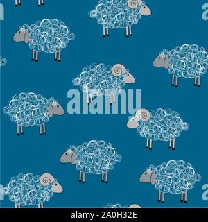 Vector seamless pattern with sheeps Stock Vector