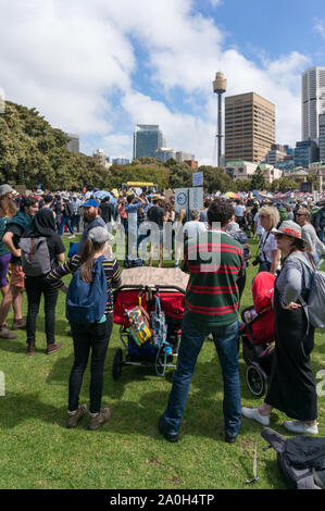 Sydney, Australia - September 20, 2019: Strike for climate change in Sydney. People demanding climate actions from the Australian government with Sydn Stock Photo